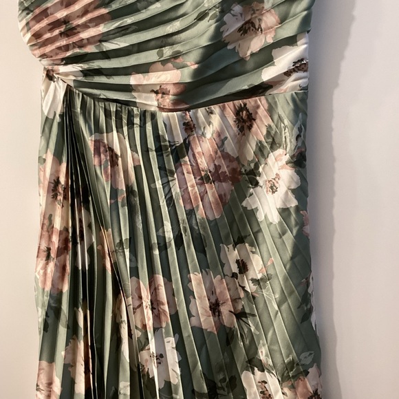 Abercrombie & Fitch Giselle Pleated One Shoulder Green Floral Maxi Dress Size M - Picture 6 of 16
